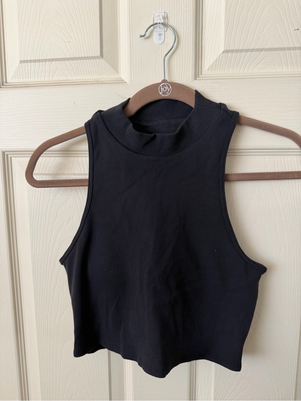 ALO Yoga Black Ribbed Mock Neck Crop Tank